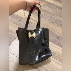 🖤Ted Baker Small Icon Plastic Tote 🖤 Black with Cream Bow 🎀